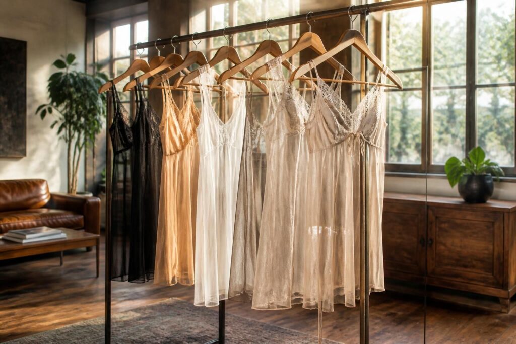 découvrez les différentes variantes de la nuisette transparente en voile, un incontournable de la lingerie élégante et sensuelle.